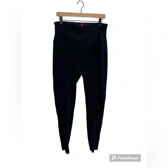 SPANX Velvet Leggings Black Stretch Shapewear Bodycon High Waist Versatile - Picture 4 of 10